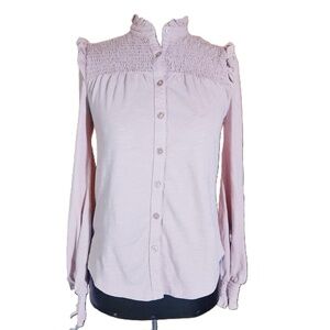 Boden Pink Ruffled Collar Button Up Blouse US Size 4 UK 8